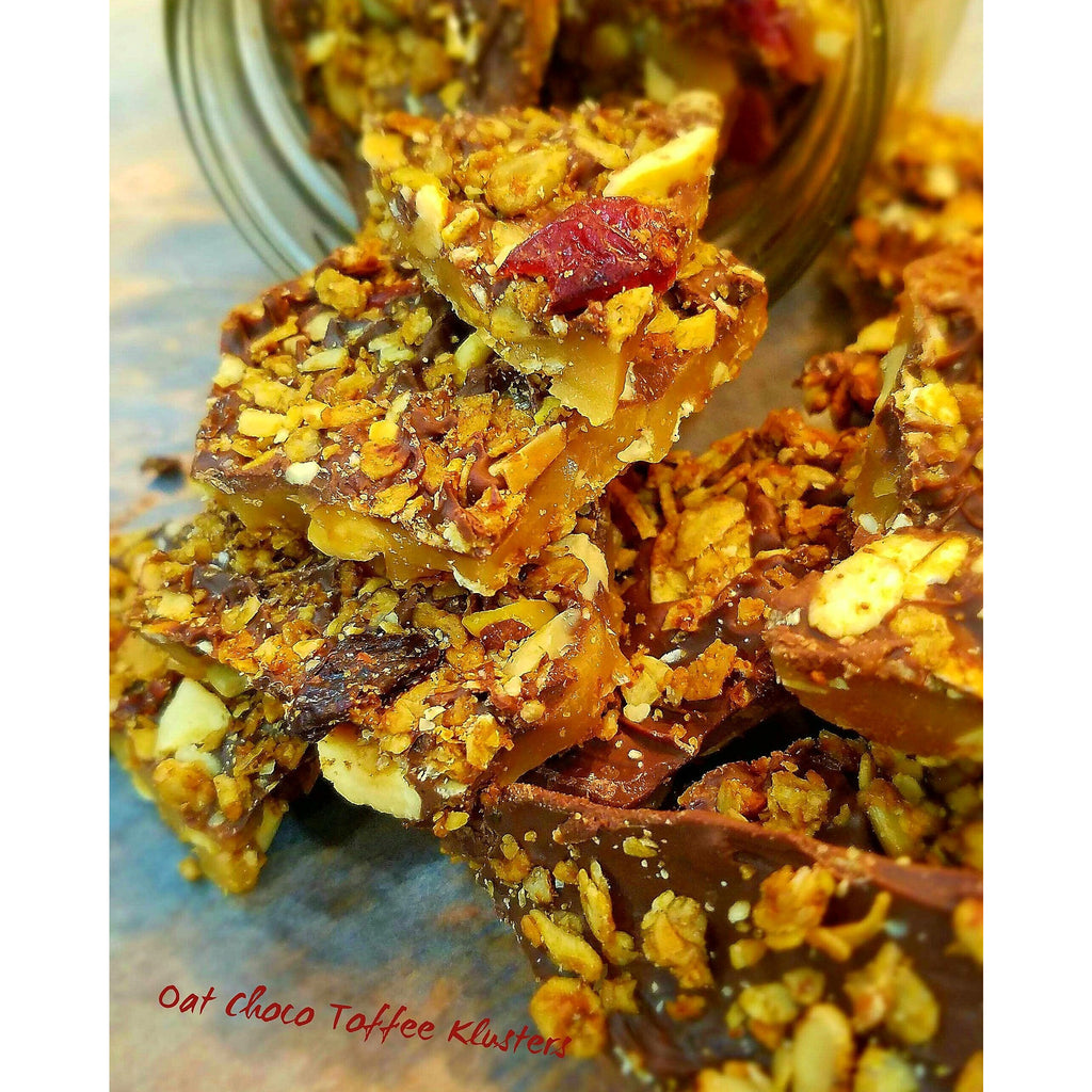 Best,Oat ChocoToffee klusters ,delicious handmade buttery toffee,placed in between chocolate.I'ts and granola.delicious unique toffee - K.r.a.c.n.o.l.a 